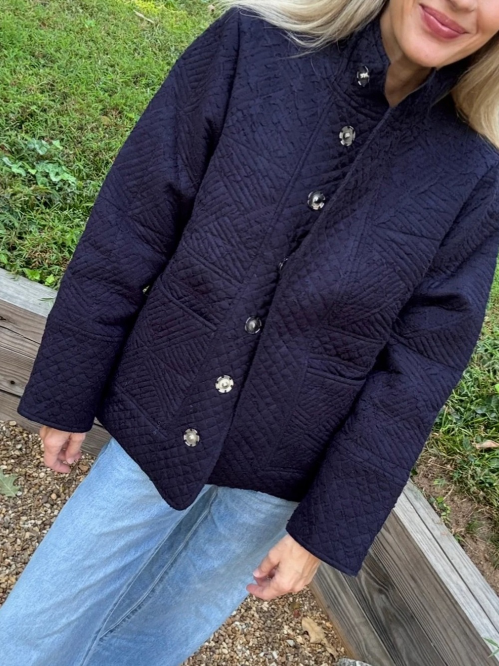 Antik Batik Bao Jacket (Quilted Black Jacket with Silver Buttons)